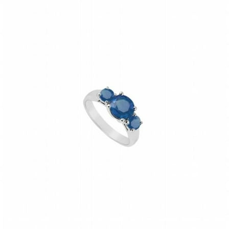 Fine Jewelry Vault UBUJ191AGS Three Stone Created Sapphire Ring in 925 Sterling Silver - 0.75 CT TGW