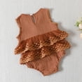 thumbnail image 7 of Siilsaa Jumpsuit Girls Baby Girl Romper Short Sleeved Floral Pattern Romper Bodysuit Brown,80, 7 of 7