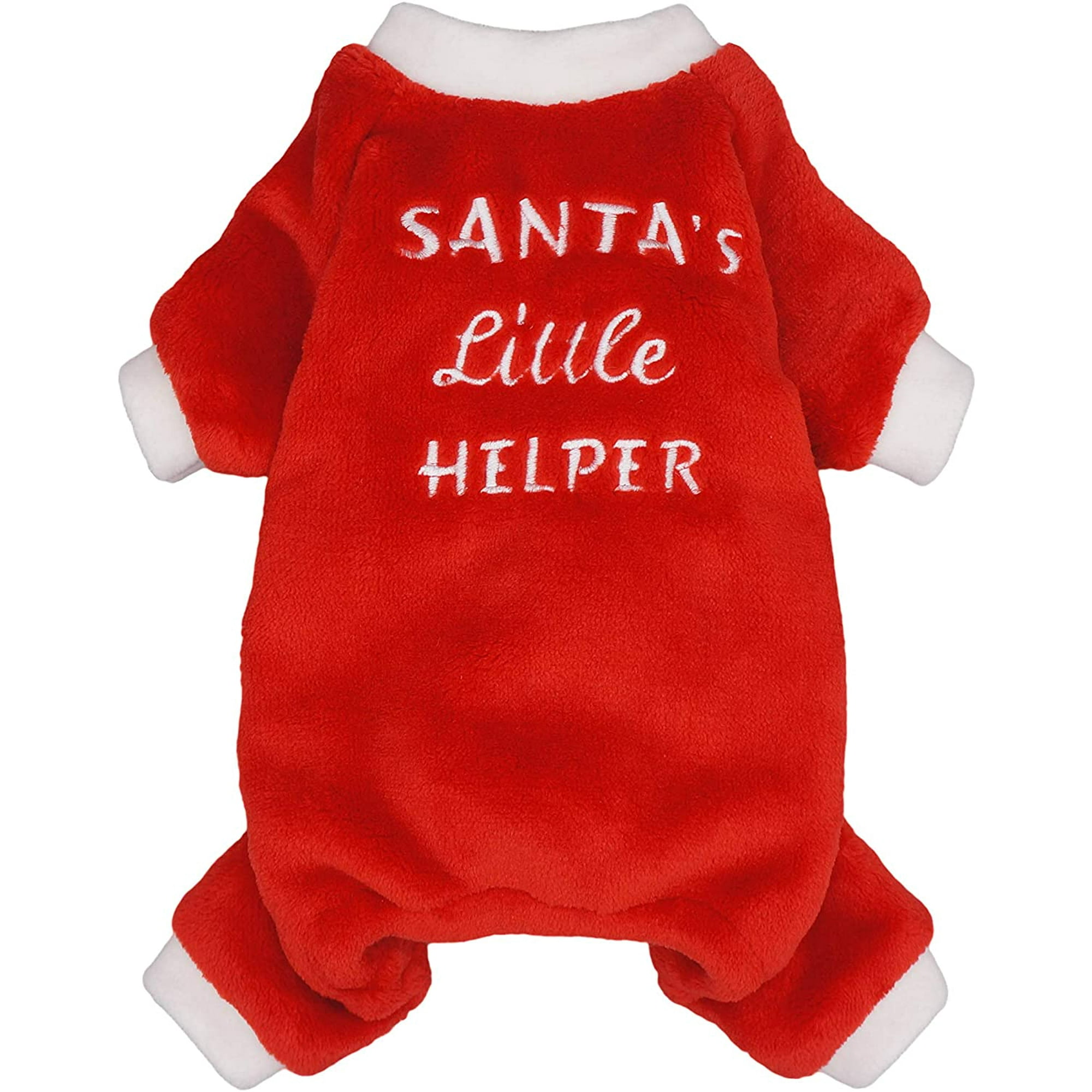 FFIY Santa s Little Helper Reindeer Dog Christmas Pajamas Pet Clothes Doggie Christmas Costumes Puppy Jumpsuits Red XX Large Walmart