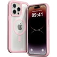 thumbnail image 1 of Pour iPhone 14 Pro Max Étui, Compatible avec MagSafe, Protection Antichoc Robuste Étui de Téléphone, Double Couche Magnétique Transparente Couverture Protectrice pour iPhone 14 Pro Max, 6.7 Pouces, Rose, 1 of 6