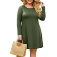 thumbnail image 6 of FlorCurve Plus Size Dresses for Women Long Sleeve Midi Dress with Pockets Casual T-Shirt Dresses, Army Green 3XL, 6 of 8