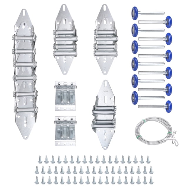 Charnière de Porte de Garage & Kit de Réglage à Rouleau, Ensemble de Porte de Garage 6200ZZ Rouleau Bleu Sans Couvercle pour Porte de 8 x 8 Pieds