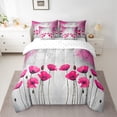 thumbnail image 2 of Homewish Chic Floral Flowers Bedding Comforter Set 7-Piece for Female Men Adults,Grey Pink King Bedding Sets,Spring Garden Ultra Soft Bed Sheets,Breathable Home Decor,Reversible, 2 of 8