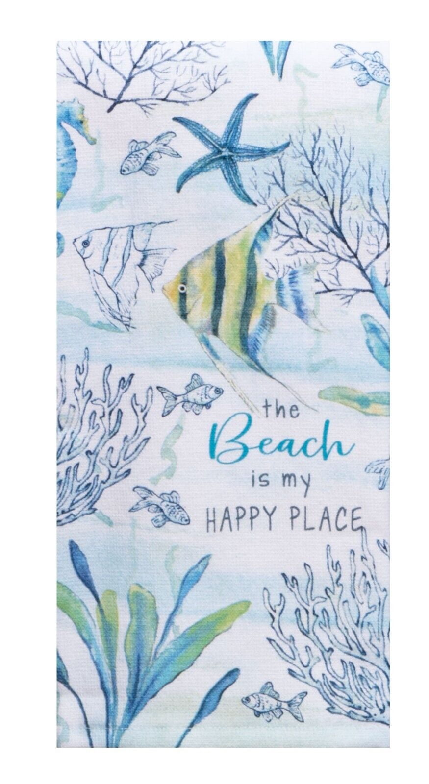 Set of 2 The Beach Is My Happy Place Terry Kitchen Towels by Kay Dee Designs, Size: 2 in