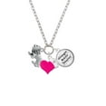 thumbnail image 2 of Delight Jewelry Silvertone 3-D Lion - Hot Pink Heart Nurse Strong Zoe Necklace, 2 of 4