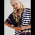 thumbnail image 4 of Vestido Minivestido de Verano Y2k con Rayas en Contraste para Mujer, Estilo Babydoll, con Retazos, Cuello en V, Corta, Estilo Vintage Azul y Amarillo XL, 4 of 8