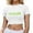 White, variant on Women's Casual Crop Top with Round Neck Short Sleeve Design Featuring Printed Pattern for Everyday Spring and Summer Wear, XS, Hot Pink
