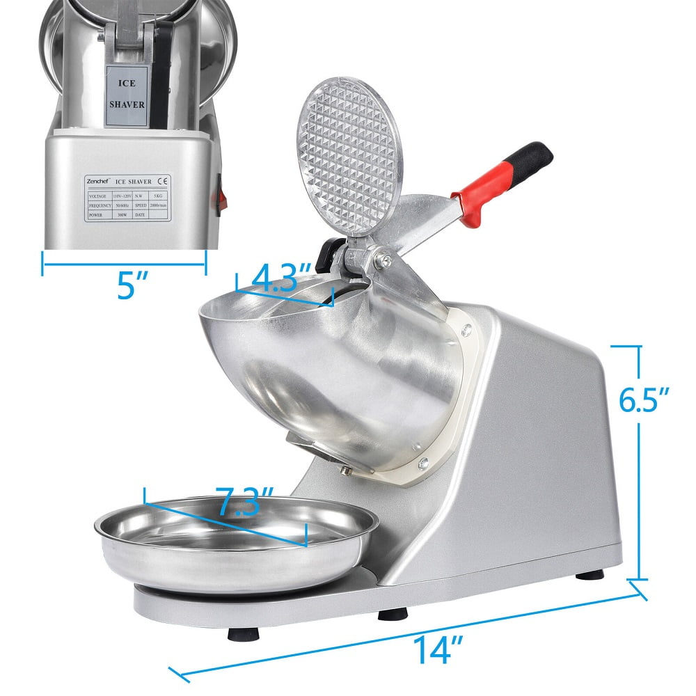 300W Removable Stainless Steel Blade Shaved Ice Snow Cone Maker 143lbs/hr for Home and Commercial Use Silver Holyfly Electric Ice Shaver Electric Ice Crushers