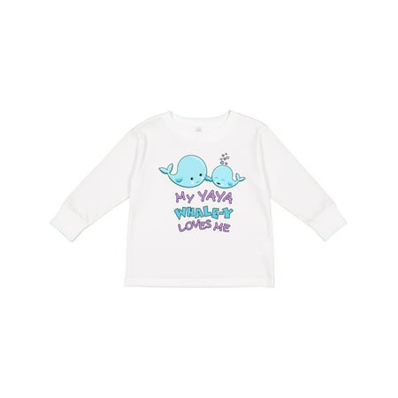 

Inktastic My Yaya Whale-y Loves Me Boys or Girls Long Sleeve Toddler T-Shirt