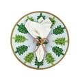 thumbnail image 4 of O Christmas Tree Bead Embroidered PlacematColor: White, Green & GoldSize: 13.5" RoundSet of 2, 4 of 10