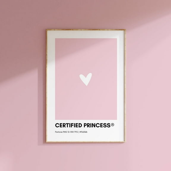 Certified Princess Print Poster, Pink Pantone Poster Print, Pink Wall Art, Pantone Colors, Pantone Print, Color Swatch Wall Art, Modern Wall Decor, 12x18 UNFRAMED