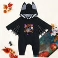 thumbnail image 2 of mgoYE Baby Boy Girl Outfit Halloween Clothes Skeleton Print Uniform Bat Clothes Romper with Hat Long|Dark Purple 3-6 Months, 2 of 9