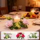 thumbnail image 1 of Candelabro de Rosas de San Valentín - Centro de mesa de flores artificiales rosas, rojas y blancas para decoración de bodas, mesas y ventanas, 1 of 6