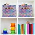 thumbnail image 6 of Large Foldable Storage Bin Mermaid Fish Scale Fabric Storage Baskets Collapsible Decorative Baskets Organizing Basket Bin with PU Handles for Shelves Home Closet Living Room-2Pack Decor Gifts, 6 of 7