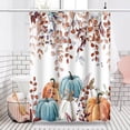thumbnail image 2 of Fall Thanksgiving Shower Curtain Autumn Eucalyptus Botanical Watercolor Orange Blue Pumpkins Shower Curtains for Bathroom Set Holiday Bath Bathtub Decorations Fabric with Hooks, 72x84 Inch, 2 of 6
