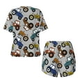 thumbnail image 5 of Kdxio Color Tractor Print Pajamas Sets for Women Short-Sleeved Pjs with Lounge Shorts Two Piece Sleepwear S-4XL, 5 of 9