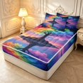 thumbnail image 2 of Homewish Romantic Tree Of Life Zipper Twin Comforter Sets with Fitted Sheet and 2 Pillowcases,Night Starry Sky Zipper Bedding Set,Blue Purple,Black Reversible,4pcs, 2 of 8