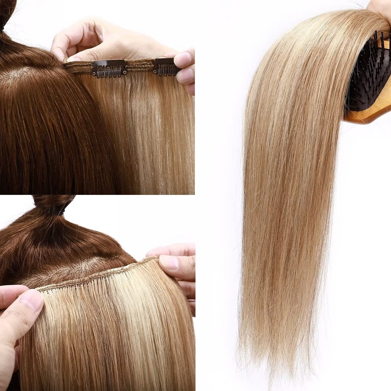 SEGO Clip in 100% Human Hair Extensions Real Thick Remy Hair Full Head 8 PCS Hair Pieces for Woman Balayage Black Brown Blonde