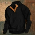 thumbnail image 3 of Mens Sweatshirts Retro 1/4 Button Up Twist Textured Knit Pullover Sweaters Fall Winter Elbow Patchwork Loose Fit Tops, 3 of 3