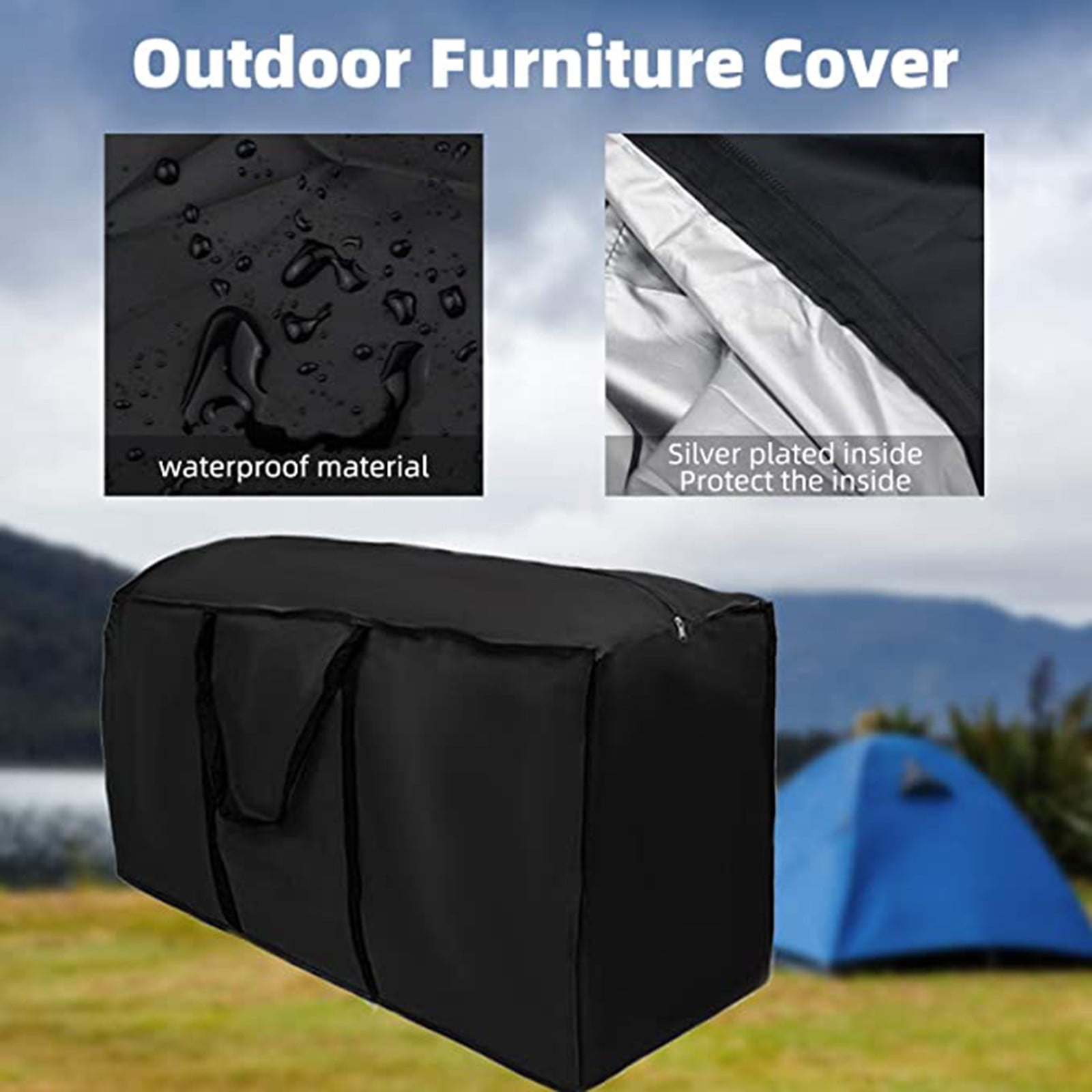 Outdoor Furniture Cushion Storage Bag | Heavy-Duty Waterproof Garden Patio Seat Cover Protector | Large Capacity Organizer for Camping Travel Picnic Gear | 210D Oxford Cloth Material
