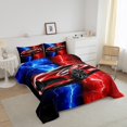 thumbnail image 3 of Erosebridal Twin Race Car Comforter Set,Red and Blue Sports Car Bedding Set,Tie Dye Lightnings Down Comforter,Racing Car Reversible Bed Set with 1 Pillowcase Warm, 3 of 7