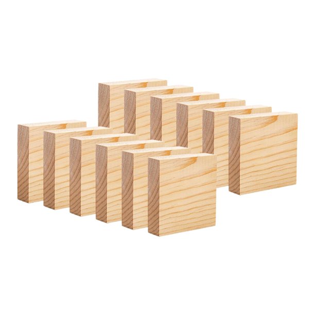 12 piezas de bloques de madera para manualidades, tableros cuadrados de madera sin acabado con de de 4x4 pulgadas para tallar y pintar.