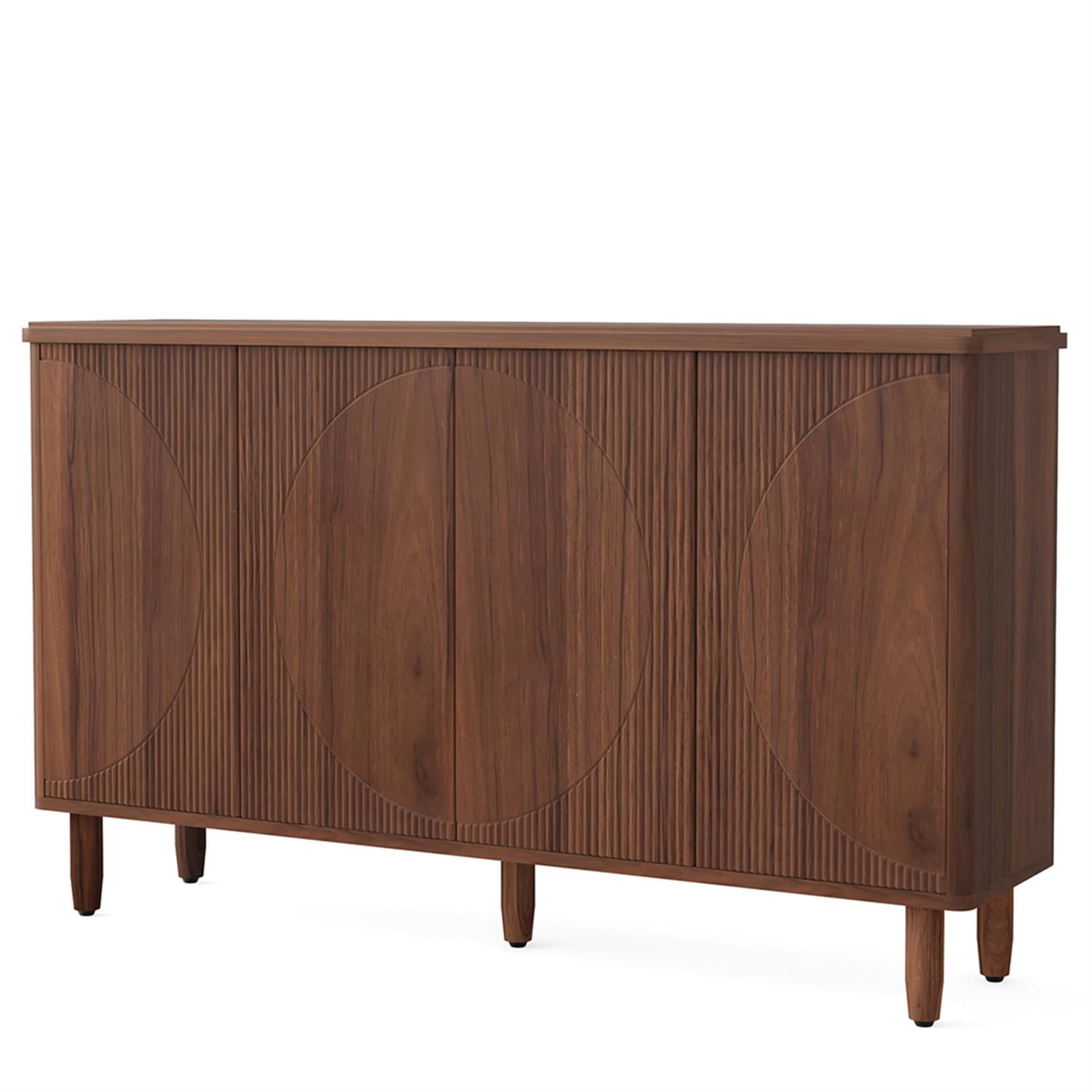 Demi Bonn 59" Sideboard Buffet Storage Cabinet with Doors, Modern Credenza Accent Cabinet for Kitchen Entryway Living Dining Room, Brown