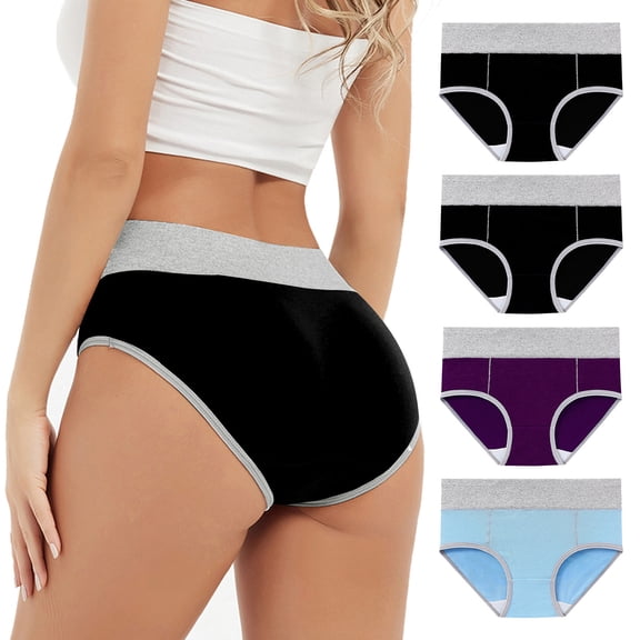 Yijfswar 4-Pack Women's Underwear High Waisted Briefs Full Coverage Panties
