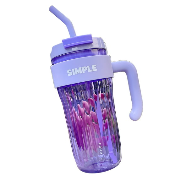 LAMIRO Plastic Tumbler with Lid, Straw and Handle, Leak-Proof Bpa-Free Cup, Reusable Tumbler for Iced Coffee, Milkshakes, Sports Drinks, Beer
