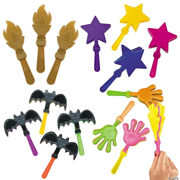 7" Bulk 48 Pieces Everyday Fun Plastic Hand Clapper Assortment Kit