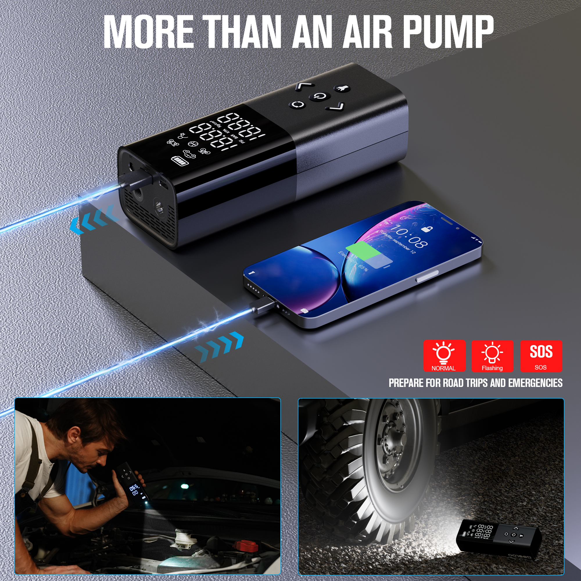 Gooloo AP150 Cordless Tire Inflator, 150 PSI photo 5