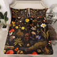thumbnail image 2 of Feelyou Hippie Leaf Botanical Full Size Sheets, Cartoon Mushroom Plant Bed Sheets, Jungle Moth Snail Sheet Sets, Ultra Soft Bedroom Decor, 4pcs, 2 of 7