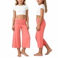 thumbnail image 3 of YaEYa Gaucho Pants for Girls Wide Leg Capri Pants Ruched Waist Cropped Comfy Summer Casual Beach Coluttes Bottom 5-14 Years (Rose Gold,5-6 Years), 3 of 9