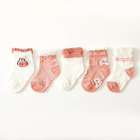 

Leutsin Toddler Girls Socks Cute Cartoon Flower Pattern Breathable Mesh Kids Non-slip Cotton Socks