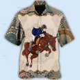 thumbnail image 3 of Camisa con estampado de vaquero occidental para hombre, blusa de manga corta con estampado de caballo en 3D, ropa masculina de gran tamaño estilo vintage, blusa informal y cómoda con cuello, 3 of 5