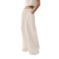 thumbnail image 2 of Women'S Drawstring Wide Leg Jeans Low Waisted Loose Fit Denim Pants White S, 2 of 10