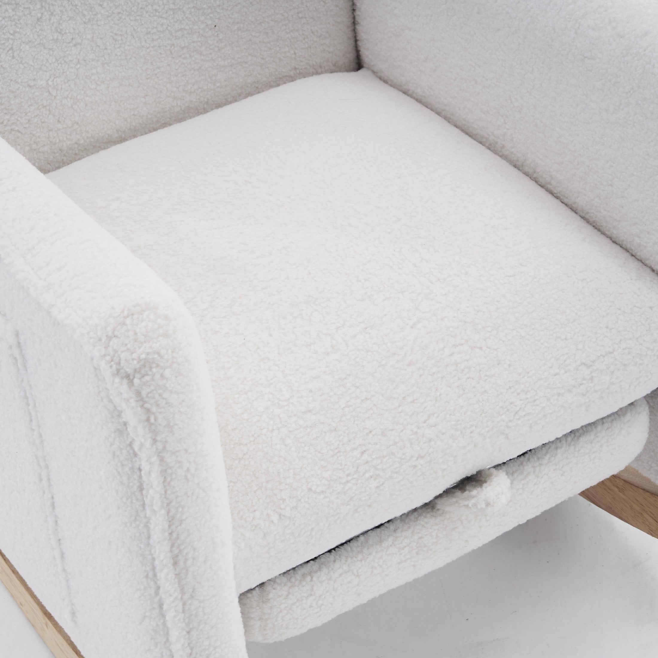 Noble House Nesta Upholstered Glider Rocking Chair, Reclining Nursery Armchair with Adjustable Footrest, Ivory