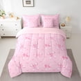 thumbnail image 2 of Feelyou Fashion Princess Bow Bedding Comforter Set 7pcs, Kawaii Bowknot Full Bedding Set, 2 of 8