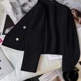 thumbnail image 6 of Gyexs Cropped Trench Coat for Women Pluss Size Lightweight Solid Long Sleeve Blazer Jackets Business Casual Fall Winter Tops, Black, Size M, 6 of 7