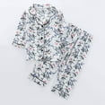 thumbnail image 2 of Odeerbi 1-8 Años Niños Niñas Pijama de Satén Con Solapa Dentada Camisa de Manga Larga Conjunto de Pantalones Suave Estampado de Rayas Pijama de Dos Piezas, 2 of 9