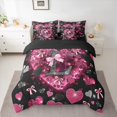thumbnail image 3 of Homewish Cartoon Bowknot Letter L Twin Bedding Sets 7-Piece, Romantic Bling Love Heart Bedding Comforter Set, Black Pink Valentine's Day Reversible Sheet Sets, Ultra Soft Bedroom Decor, 3 of 8