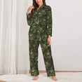 thumbnail image 2 of Picia Green Camouflage Skull Pattern Women’s Long-Sleeve Sleepwear Set - Soft 2-Piece Loungewear with Pockets, Comfy PJs for Relaxing Nights-Small, 2 of 7