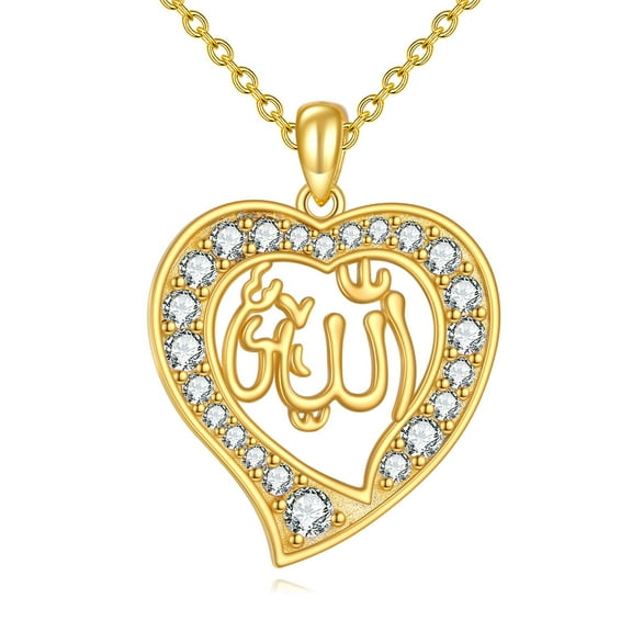 Gold Plated Muslim Islamic Religious Pendant Necklace for Men Women Sterling Silver Religious Allah Jewelry Gift
