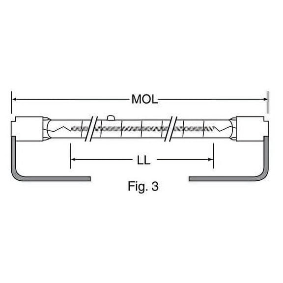 Ushio BC6467 1001330-1600W - QIR Heat Lamp - Clear - Metal Sleeve and Wire Leads - 240V Halogen Light Bulb