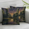 thumbnail image 3 of nygtbtfer  Landscape Decorative Throw Pillow Case Pack of 2, Idyllic Scenery at Night with a Stone Fireflies and Forest Trees Swamp Print, Cushion Cover for Couch Living Room Car,  Multicolor White, 3 of 7