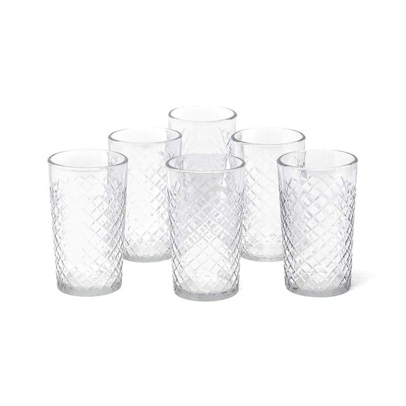 Serene Spaces Living Set of 6 Cut Glass Squares Votive Holder, Ideal for Weddings, Events, Home Decor, Measures 2.5" Diameter x 4.5" Height