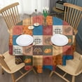 thumbnail image 3 of Happy Thanksgiving Turkey Fall Leaves Pumpkin Round Tablecloth 60" X 60",Wrinkle Wipeable Table Cloth for Kitchen Dining Room Picnic Patio Party, 3 of 6