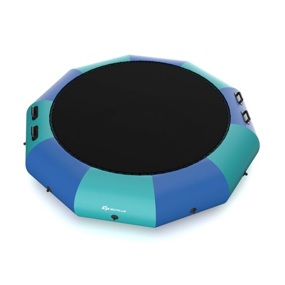 Demifill 10 Feet Inflatable Splash Padded Water Bouncer Trampoline, Floating Trampoline, Blue