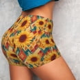 thumbnail image 4 of Balery Diamond Bohemian Sunflower Pantalones cortos de entrenamiento estampados para mujer, sin costuras, ajustados, para gimnasio, yoga, correr, deportes, ejercicio activo, fitness.-Small, 4 of 8