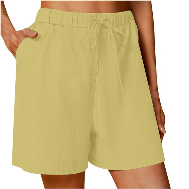 AherBiu Summer Shorts for Women Wide Leg Drawstring High Waisted Basic Lounge Shorts with Pockets